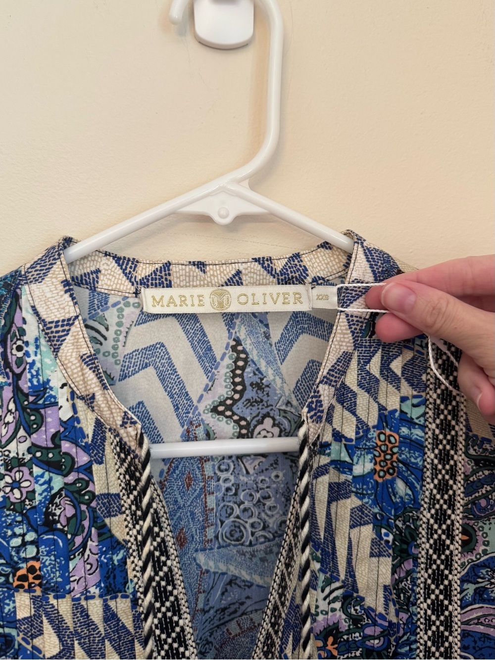 Marie Oliver Mimi Dress XXS Anise Breeze Print 100% Cotton Tassel Mini Boho - Picture 5 of 6